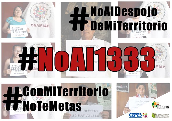 Perú: ¡Exigimos al Congreso no ceder a las presiones del gobierno para impedir derogación del DL.1333, ley de despojo!